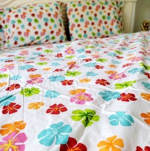 Colorful Hawaiian Tropical Sheet Set | QUEEN size
